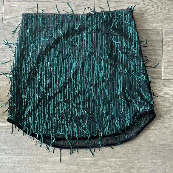 Avec Les Filles Sequins Fringe Size Small Mini Skirt - Picture 5 of 17